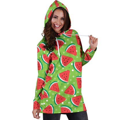 Watermelon Pattern Print Design WM05 Women Hoodie Dress