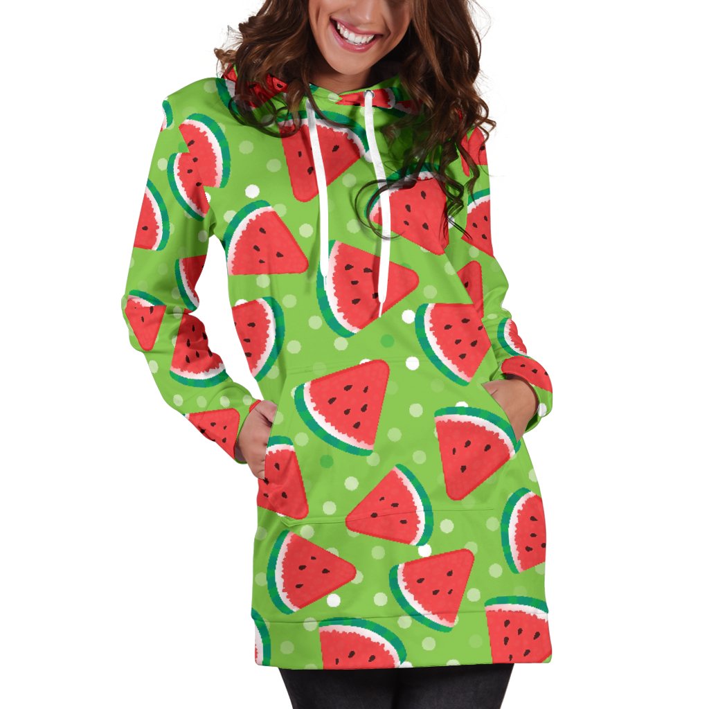 Watermelon Pattern Print Design WM05 Women Hoodie Dress