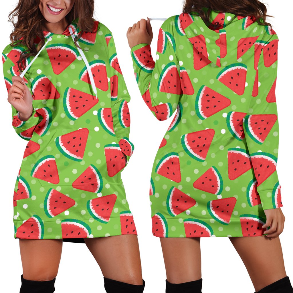 Watermelon Pattern Print Design WM05 Women Hoodie Dress
