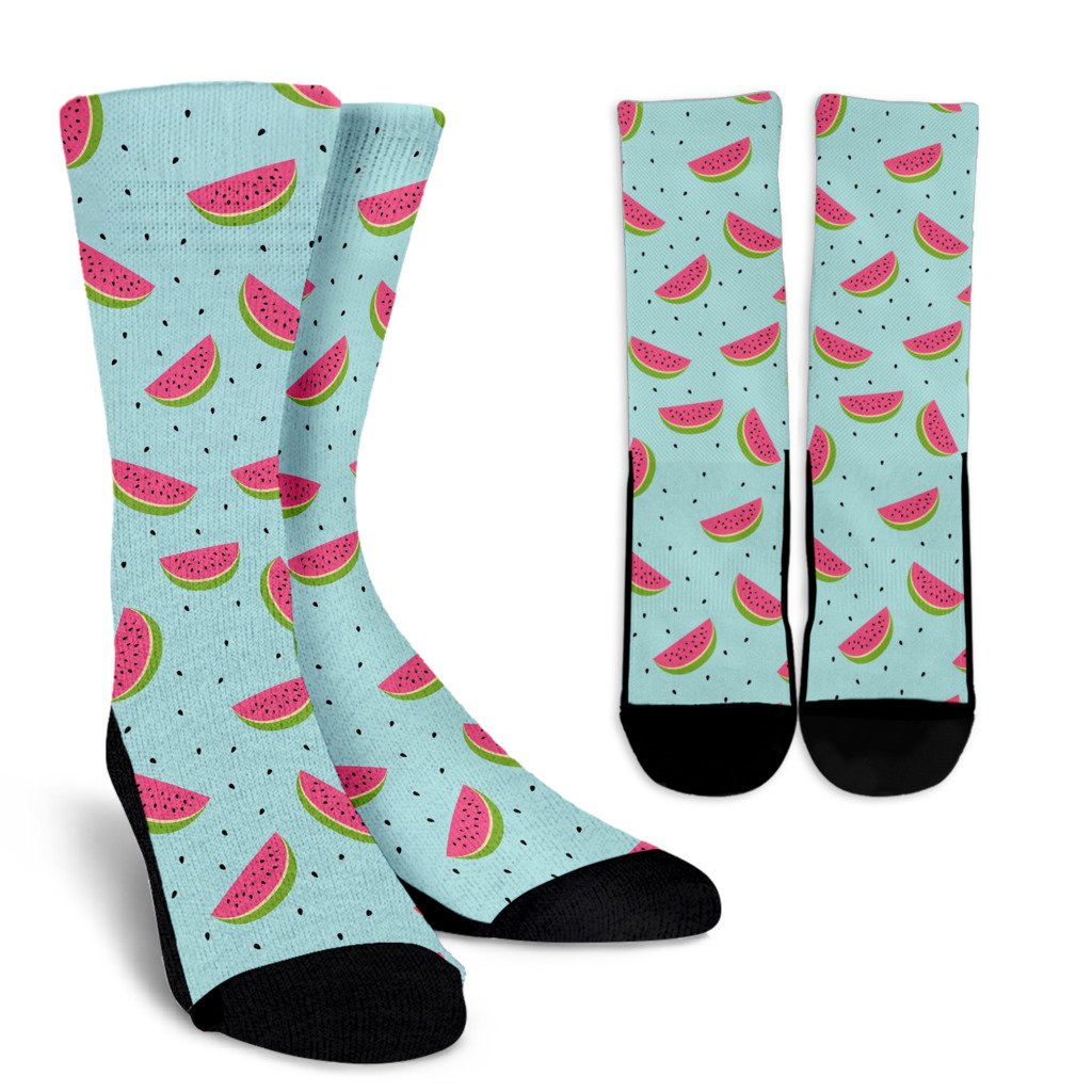 Watermelon Pattern Print Design WM06 Crew Socks-JORJUNE.COM