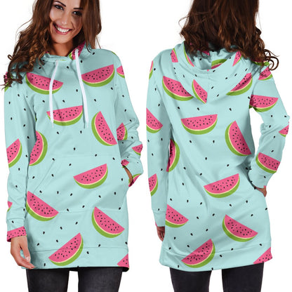 Watermelon Pattern Print Design WM06 Women Hoodie Dress