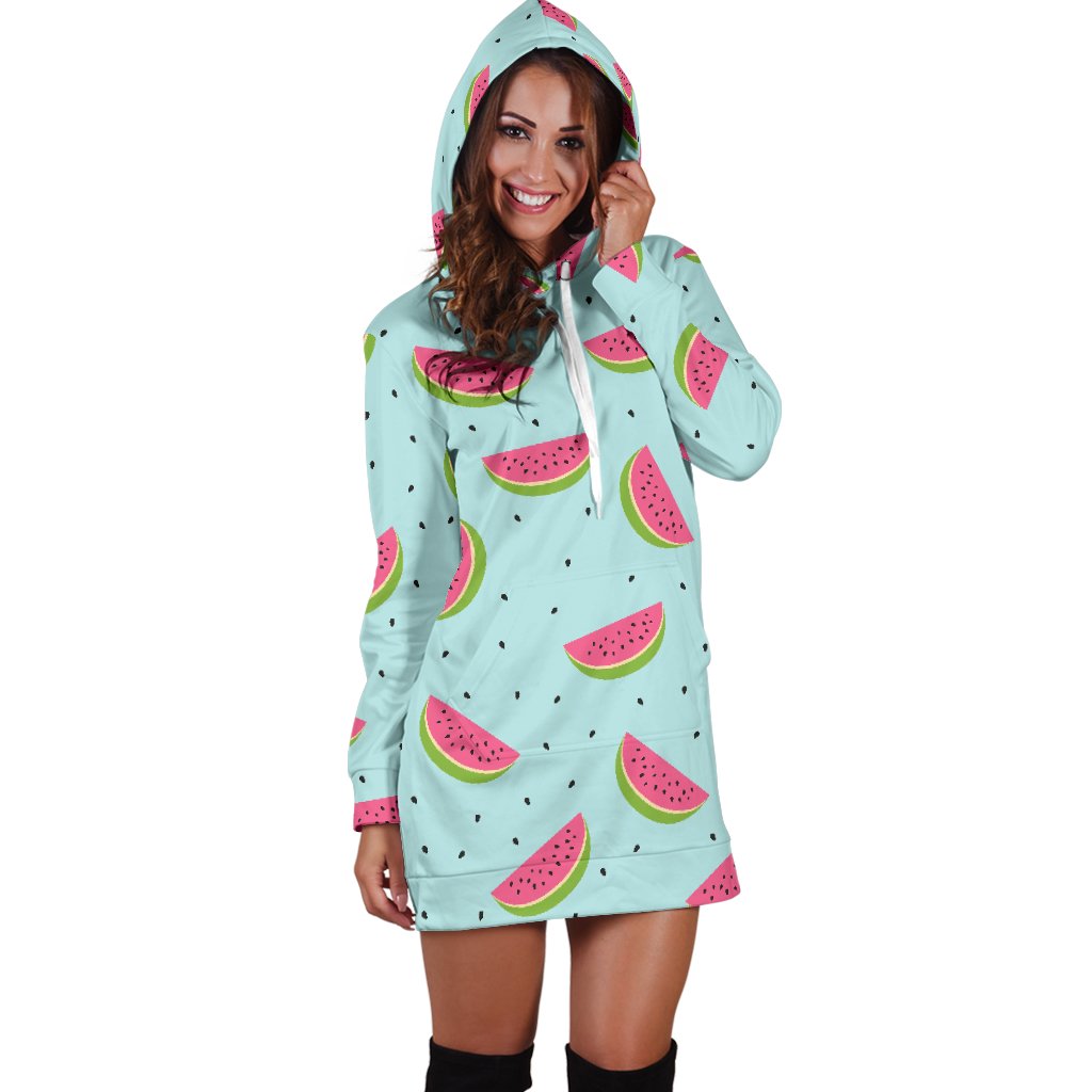 Watermelon Pattern Print Design WM06 Women Hoodie Dress
