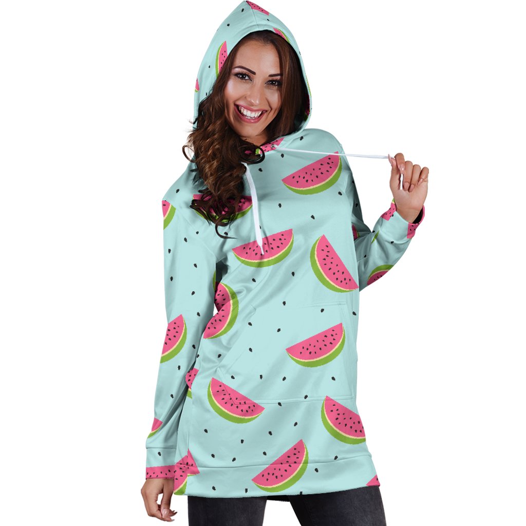 Watermelon Pattern Print Design WM06 Women Hoodie Dress