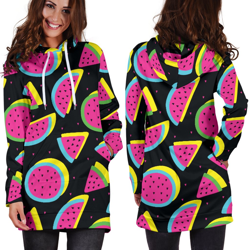 Watermelon Pattern Print Design WM07 Women Hoodie Dress