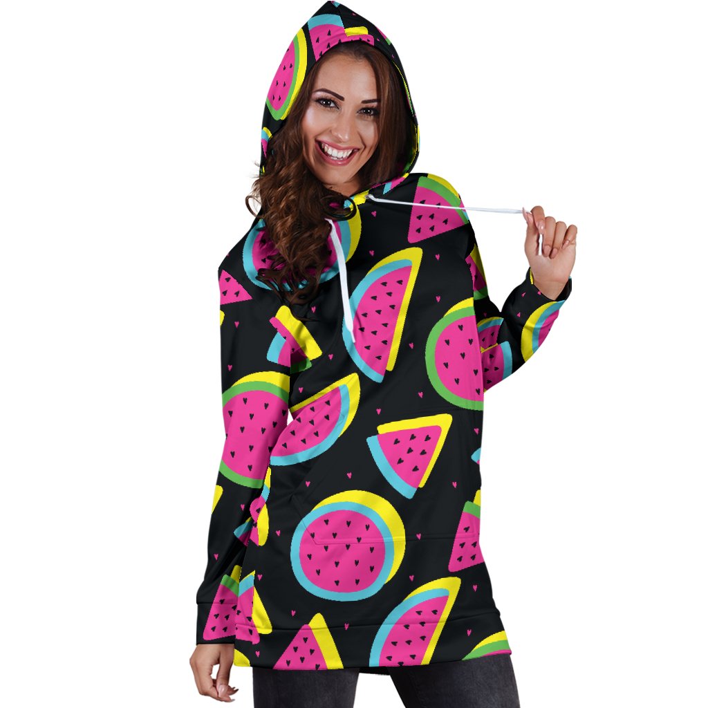 Watermelon Pattern Print Design WM07 Women Hoodie Dress