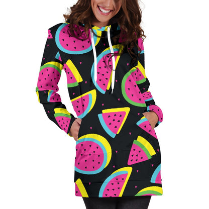 Watermelon Pattern Print Design WM07 Women Hoodie Dress