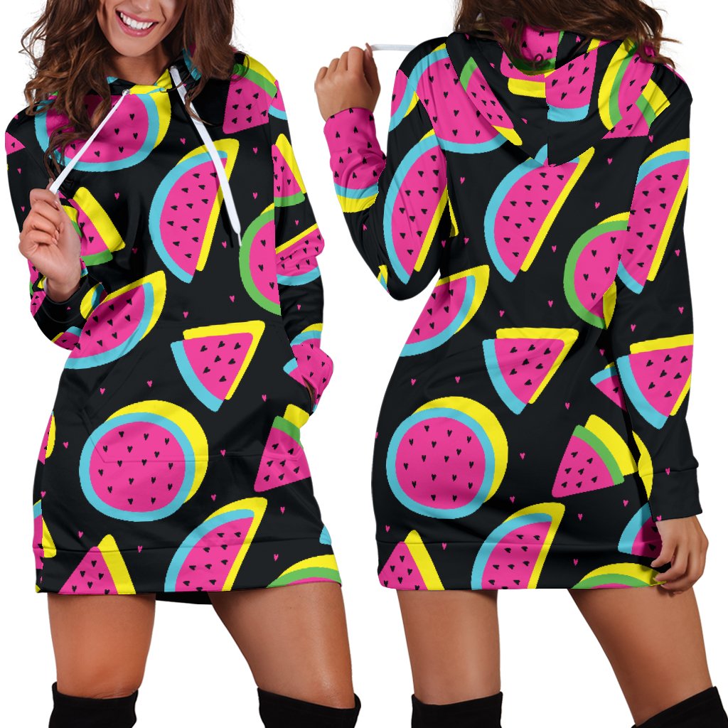 Watermelon Pattern Print Design WM07 Women Hoodie Dress