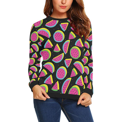Watermelon Pattern Print Design WM07 Women Long Sleeve Sweatshirt-JorJune