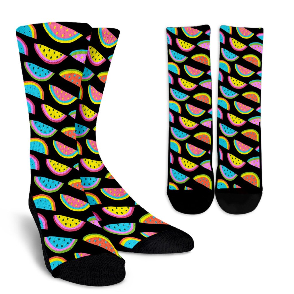 Watermelon Pattern Print Design WM08 Crew Socks-JORJUNE.COM