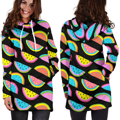 Watermelon Pattern Print Design WM08 Women Hoodie Dress