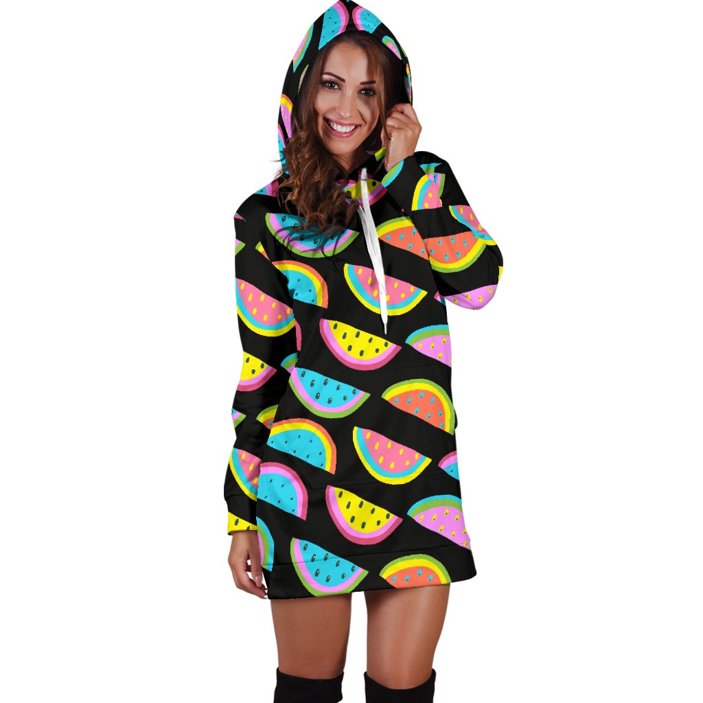 Watermelon Pattern Print Design WM08 Women Hoodie Dress
