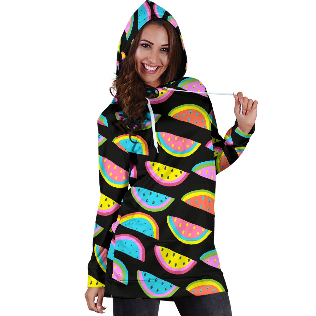 Watermelon Pattern Print Design WM08 Women Hoodie Dress