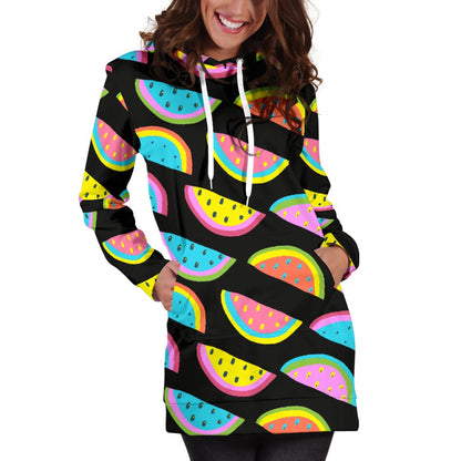 Watermelon Pattern Print Design WM08 Women Hoodie Dress