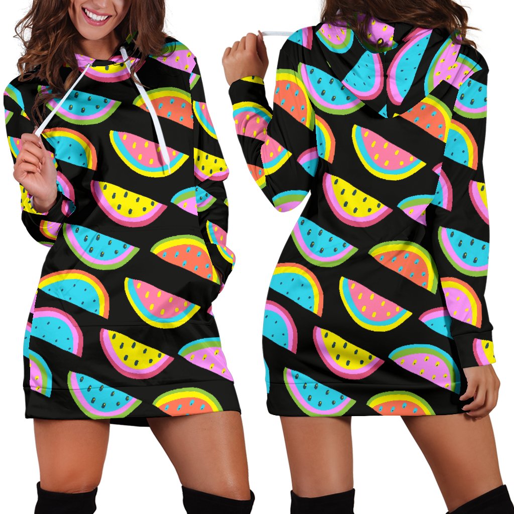 Watermelon Pattern Print Design WM08 Women Hoodie Dress