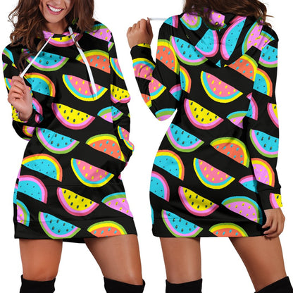 Watermelon Pattern Print Design WM08 Women Hoodie Dress