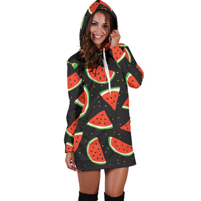 Watermelon Pattern Print Design WM09 Women Hoodie Dress