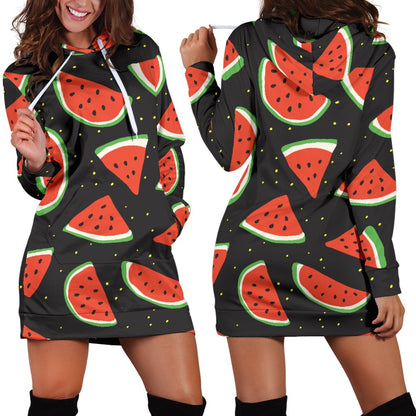 Watermelon Pattern Print Design WM09 Women Hoodie Dress