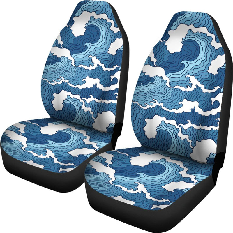 Wave Themed Pattern Print Universal Fit Car Seat Covers