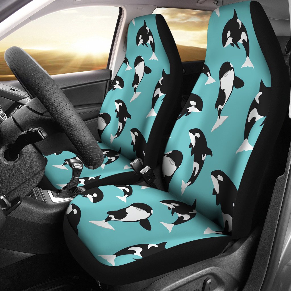 Whale Action Design Themed Print Universal Fit Car Seat Covers-JorJune