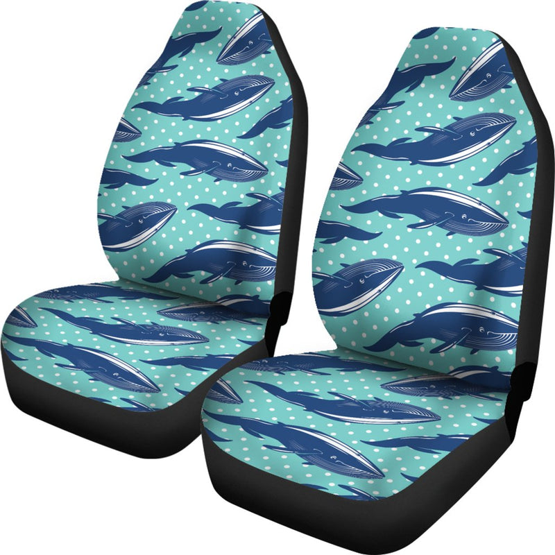 Whale Polka Dot Design Themed Print Universal Fit Car Seat Covers-JorJune