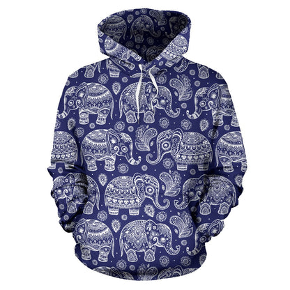 White Elephant Mandala All Over Print Hoodie