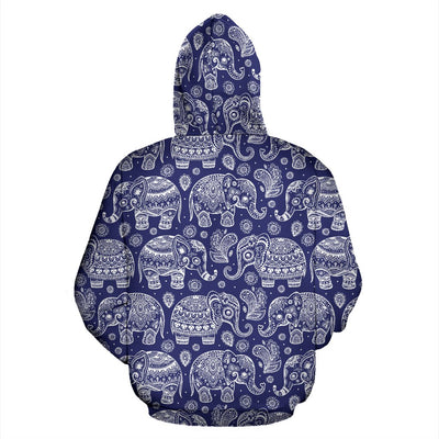 White Elephant Mandala All Over Zip Up Hoodie