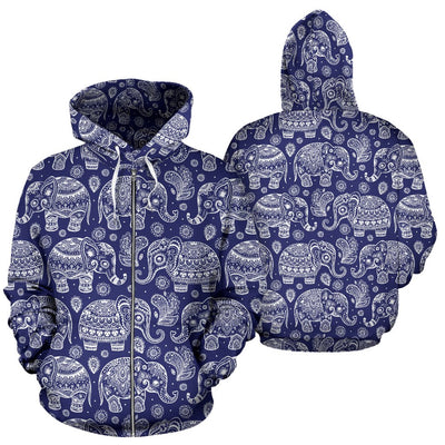 White Elephant Mandala All Over Zip Up Hoodie