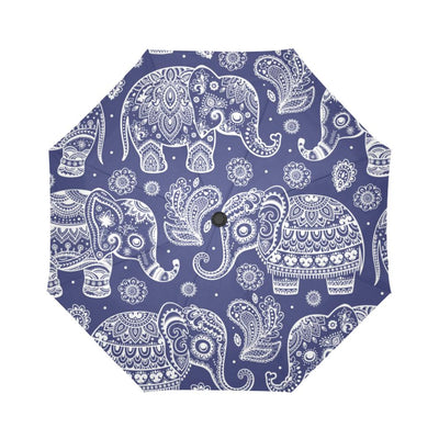 White Elephant Mandala Automatic Foldable Umbrella