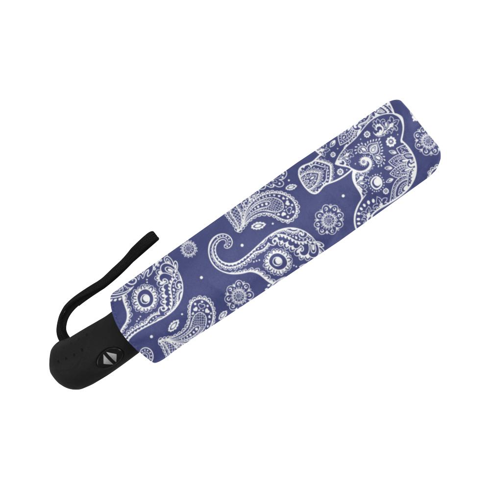White Elephant Mandala Automatic Foldable Umbrella