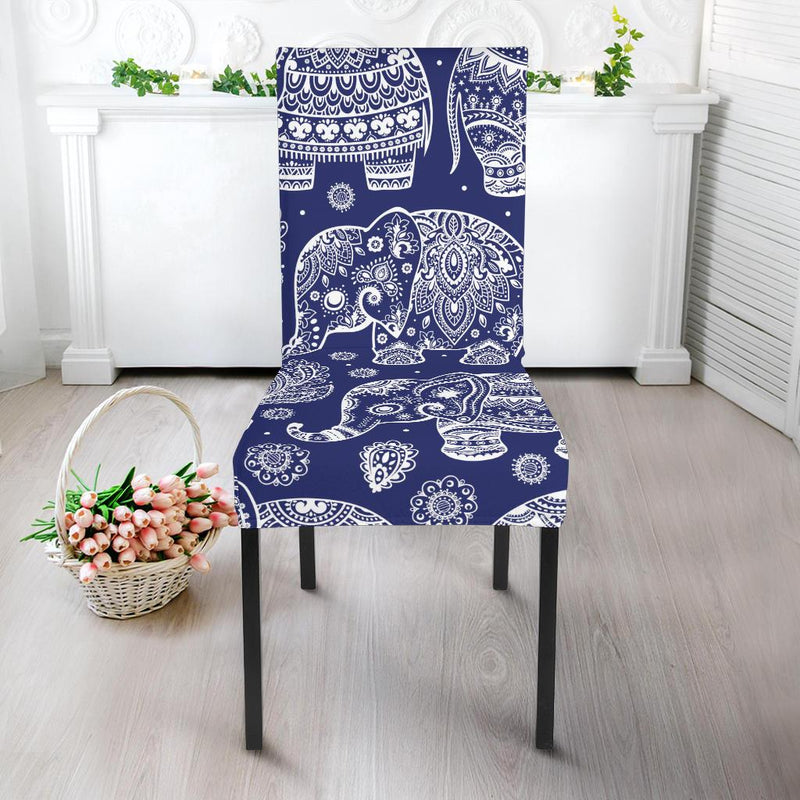 White Elephant Mandala Dining Chair Slipcover-JORJUNE.COM