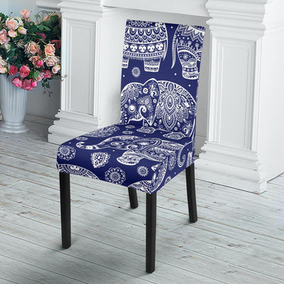 White Elephant Mandala Dining Chair Slipcover-JORJUNE.COM