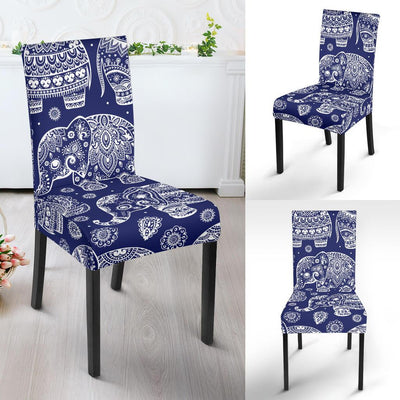 White Elephant Mandala Dining Chair Slipcover-JORJUNE.COM