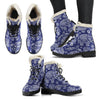 White Elephant Mandala Faux Fur Leather Boots