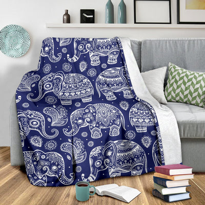 White Elephant Mandala Fleece Blanket