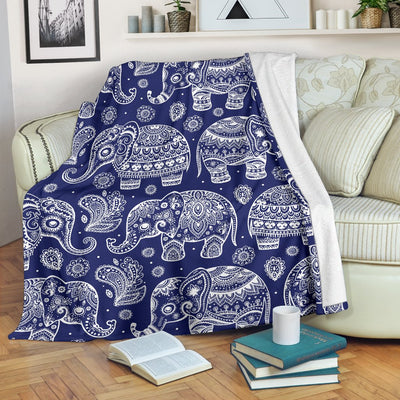 White Elephant Mandala Fleece Blanket