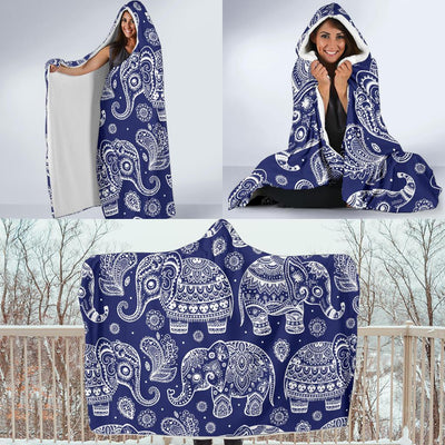 White Elephant Mandala Hooded Blanket-JORJUNE.COM