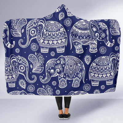 White Elephant Mandala Hooded Blanket-JORJUNE.COM