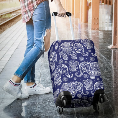 White Elephant Mandala Luggage Cover Protector