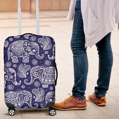 White Elephant Mandala Luggage Cover Protector