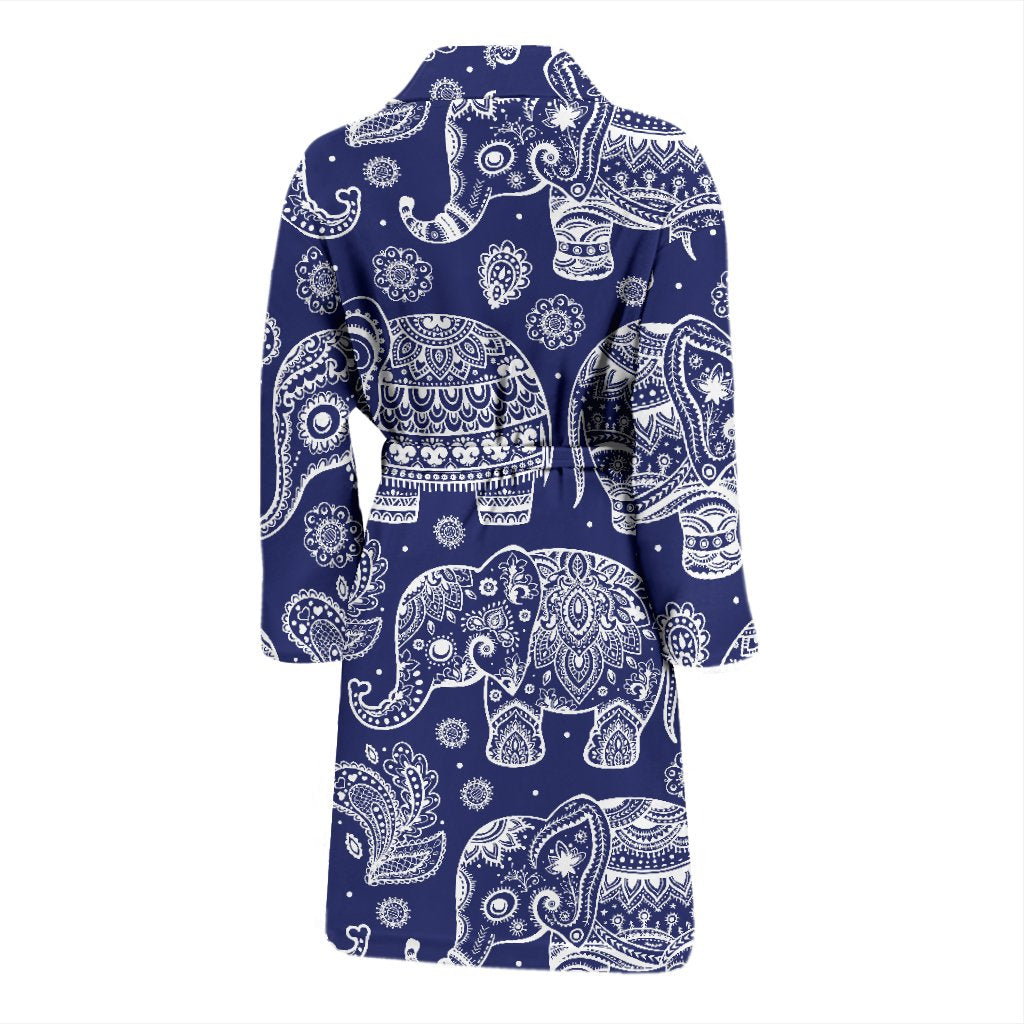 White Elephant Mandala Men Bath Robe