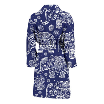 White Elephant Mandala Men Bath Robe