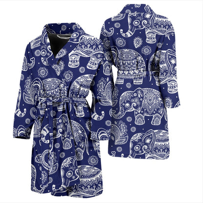 White Elephant Mandala Men Bath Robe