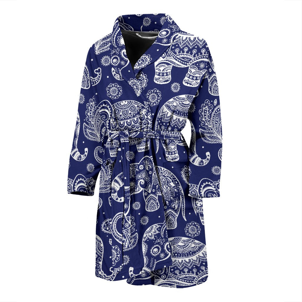 White Elephant Mandala Men Bath Robe