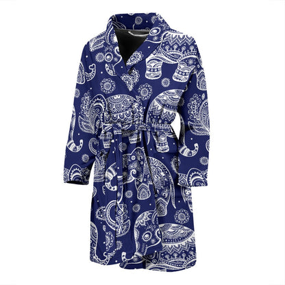 White Elephant Mandala Men Bath Robe