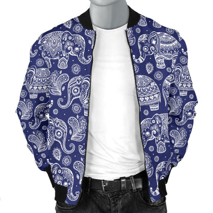 White Elephant Mandala Men Casual Bomber Jacket