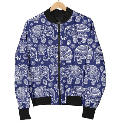 White Elephant Mandala Men Casual Bomber Jacket