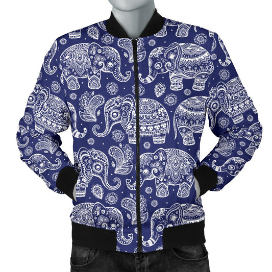 White Elephant Mandala Men Casual Bomber Jacket