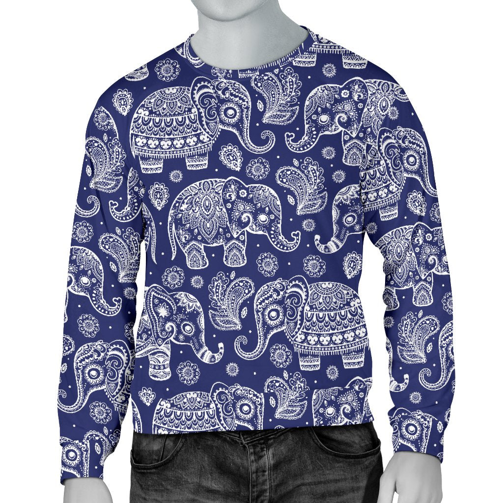 White Elephant Mandala Men Crewneck Sweatshirt