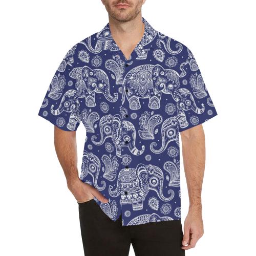 White Elephant Mandala Men Hawaiian Shirt