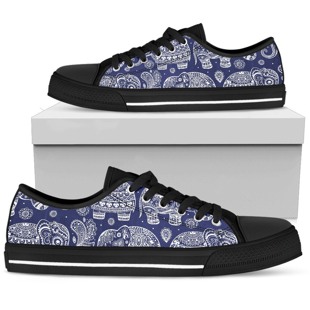White Elephant Mandala Men Low Top Shoes